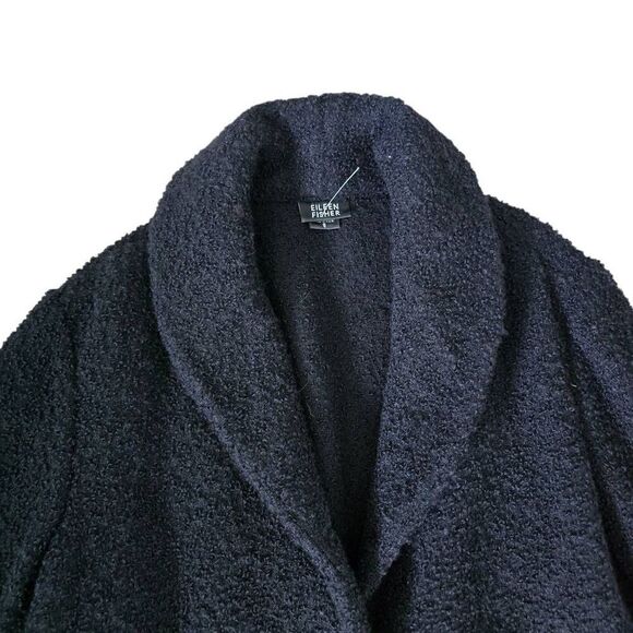 Eileen Fisher Wool Boucle Jacket Women's Small Black Long Sleeve Button Blazer C - Picture 3 of 6